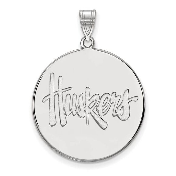 14k White Gold U. of Nebraska XL Disc Pendant